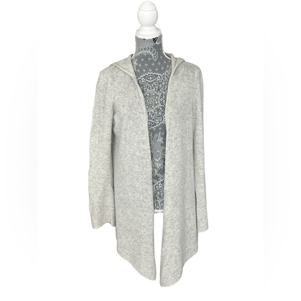 Minnie Rose 100% Cashmere Hooded Cardigan Gray Medium - Picture 2 of 6